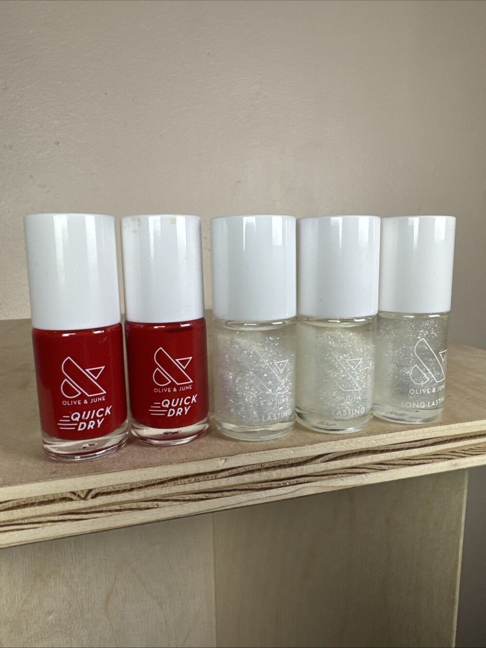 Olive & June Nail Polish 13. 5 Ml .46 Fl Oz Red Glitter Set Of 5 Lot 14